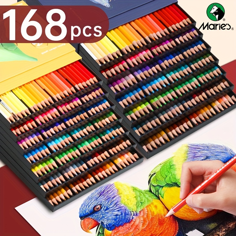 168pcs/set Marie's Vibrant Colored Pencils, Professional Oil/Watercolor  Colored Pencils Set For Painting Coloring Book, Perfect Gift For Adult &  Teens