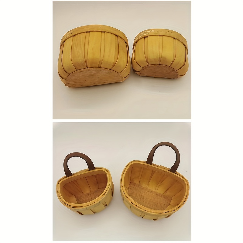 Hand woven Wood Hanging Wall Basket Kitchen Garlic - Temu