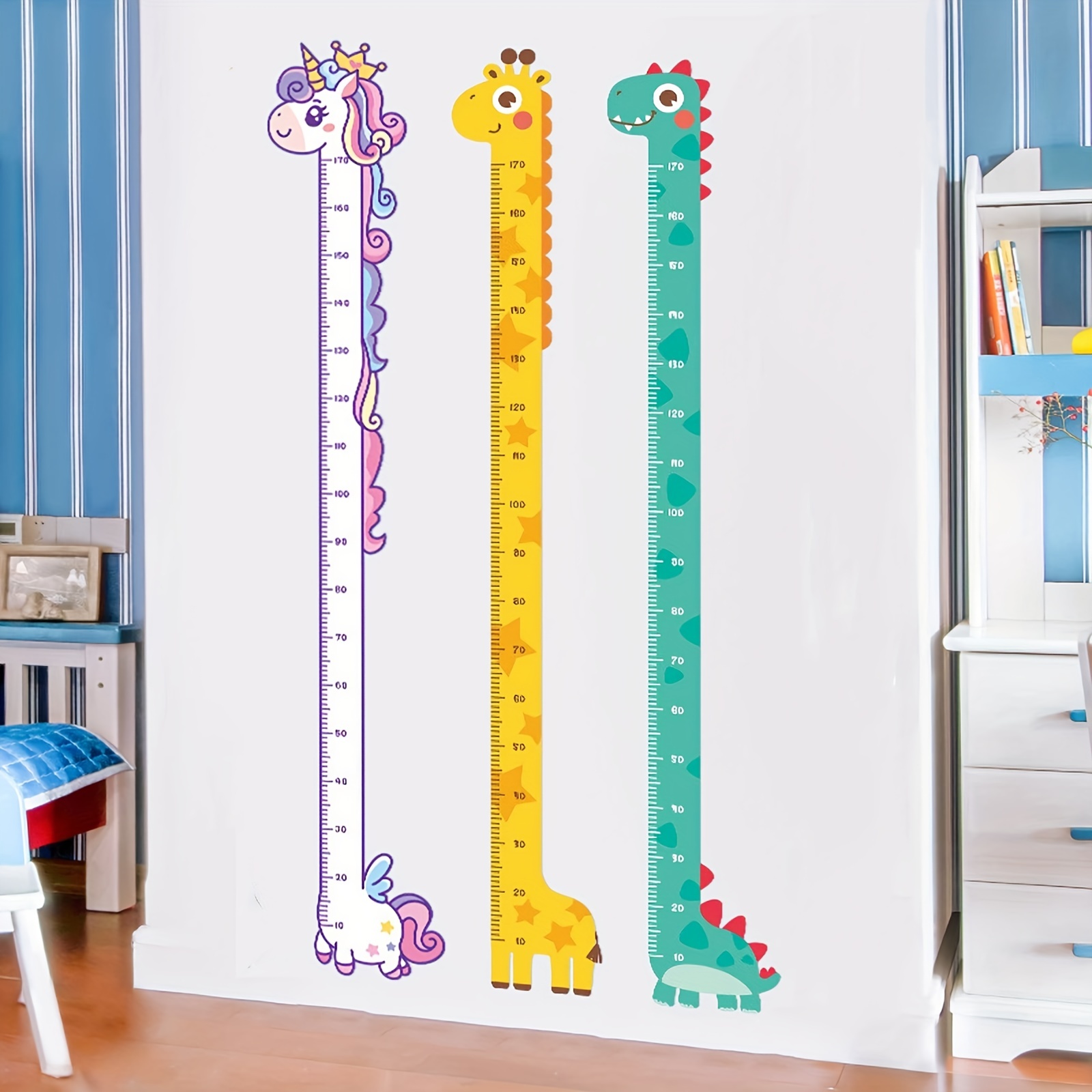 

1pc Unicorn Giraffe Dinosaur Height Wall Sticker - Creative Cartoon Measuring Height Sticker For Room And Home Decor - Self-adhesive And Removable