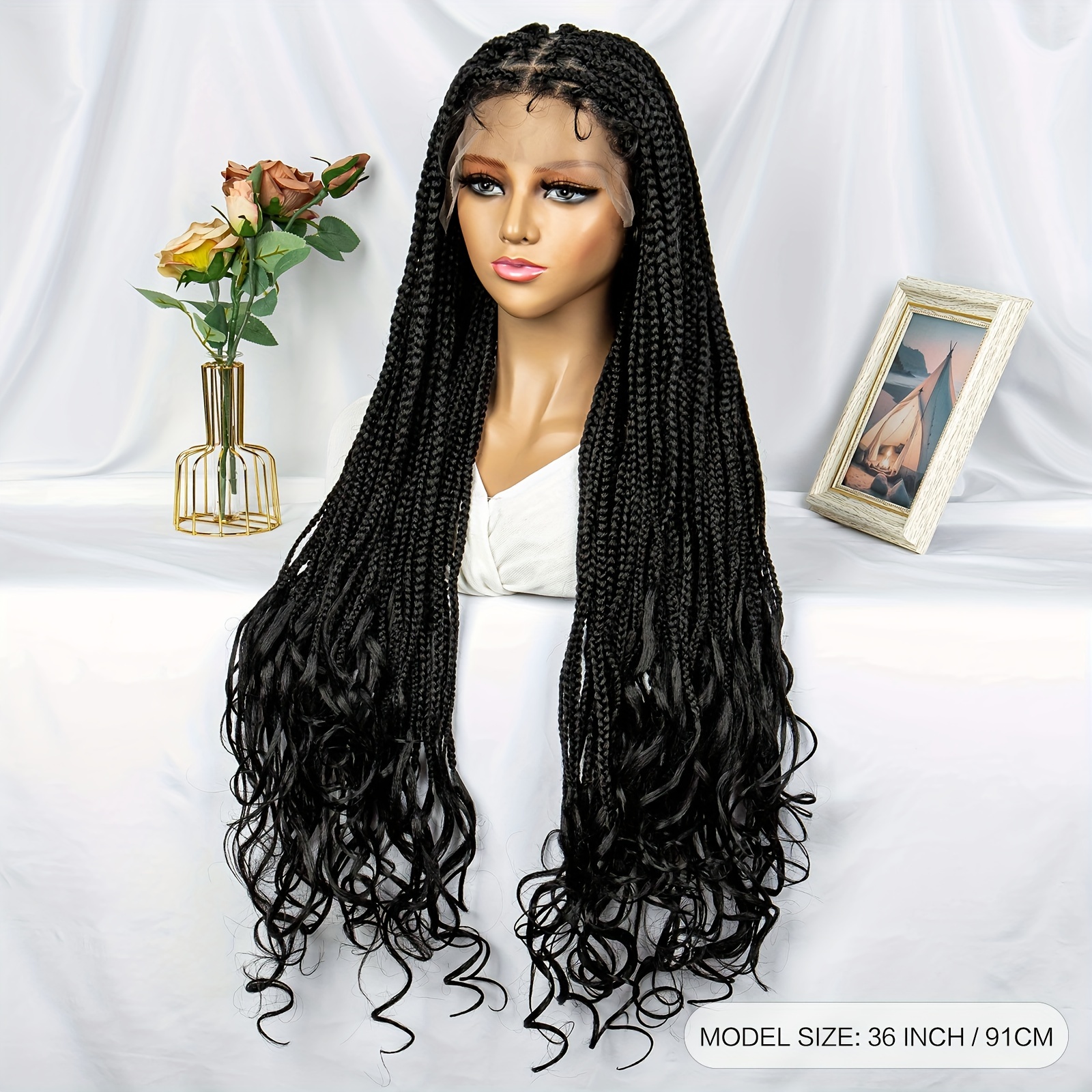 Box Braided Synthetic Wigs Goddess Box Braids Bouncy Wavy - Temu Australia