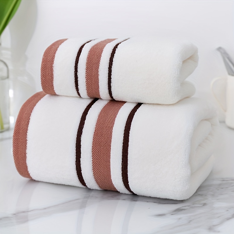 

2pcs High Quality Bathroom Towel Set, 1 Hand Towel & 1 Bath Towel, 13.4*29.1inch & 27.6*55.1inch, Absorbent Quick Drying Soft Towel For Bathroom