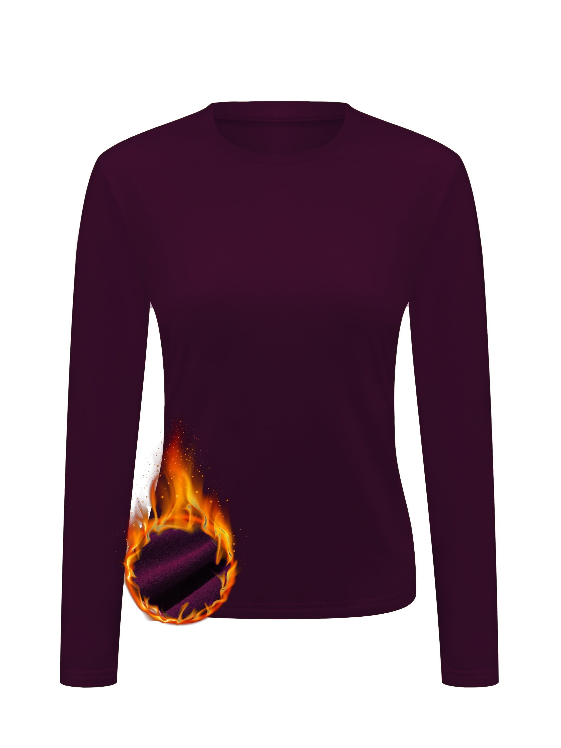 Women's Thermal Tops Solid Long Sleeve Crew Neck Shirts - Temu Canada