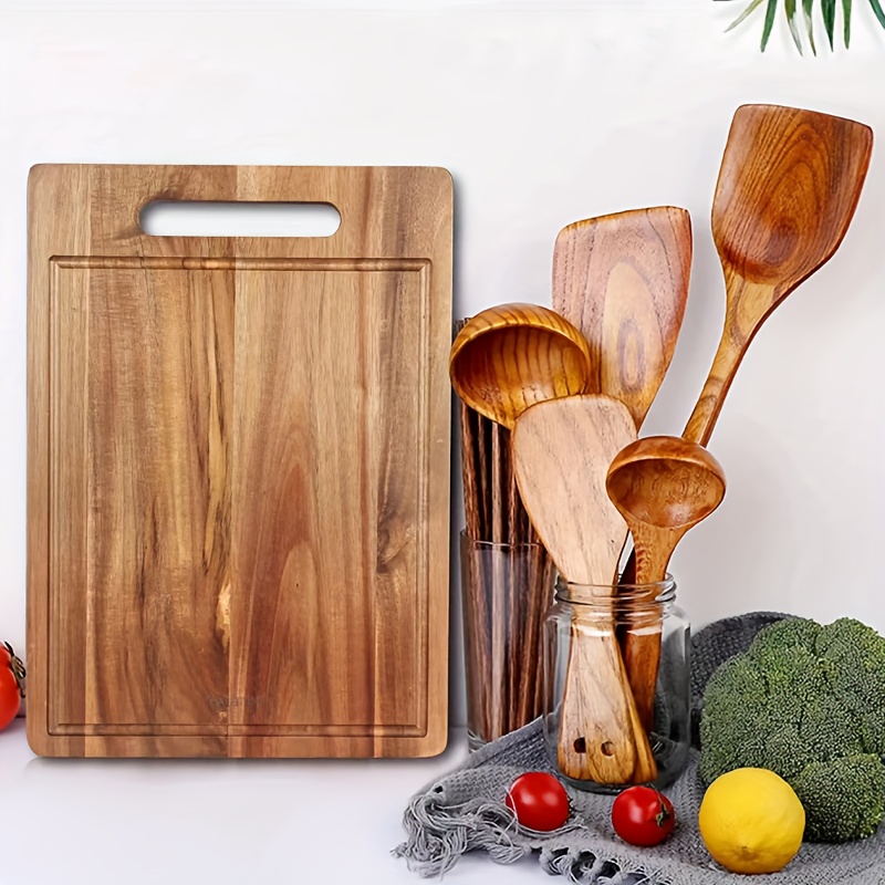 6Pcs Set Wood Cutting Board Chopping Board Set Serving Board Bread Board  Rectangle Small Cutting Board for Cooking BBQ Home