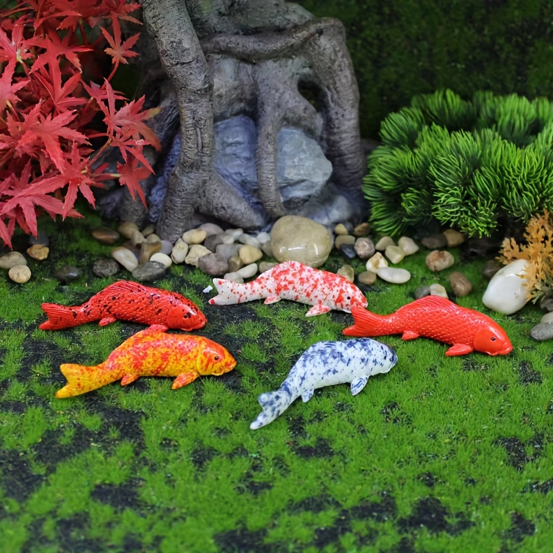 

5pcs Resin Simulation Koi Fish Micro Landscape Fish Tank Aquarium Garden Yard Lawn Porch Balcony Patio Decorations