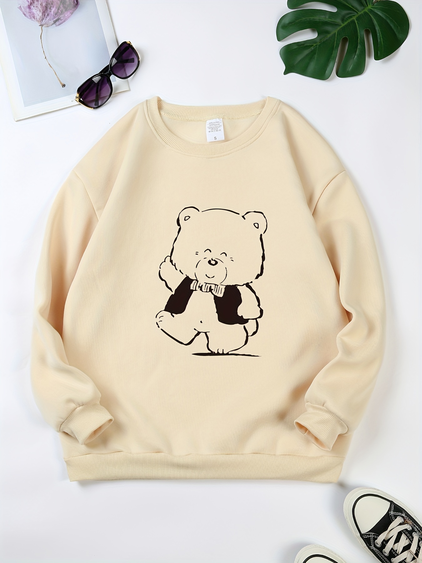 Fuzzy Lattice Crew Sweater - Temu