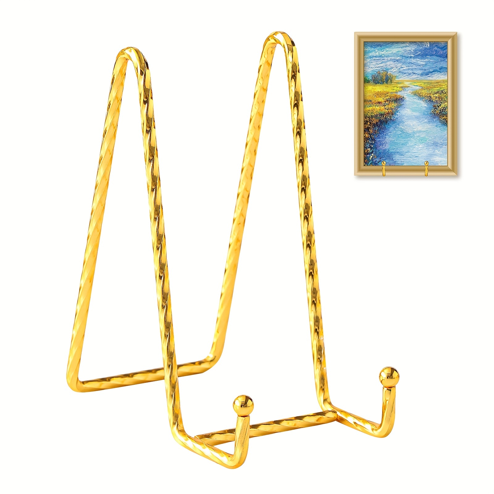 Large Iron 10 inch plate stand Holder Picture Frame stand Easel Display  stand Black and gold