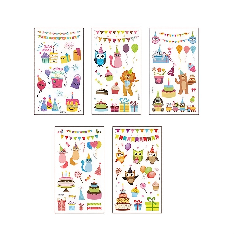 Herbal Tattoos Stickers Cartoon Birthday Cake Party Primitive Tribal Hula Pattern Waterproof