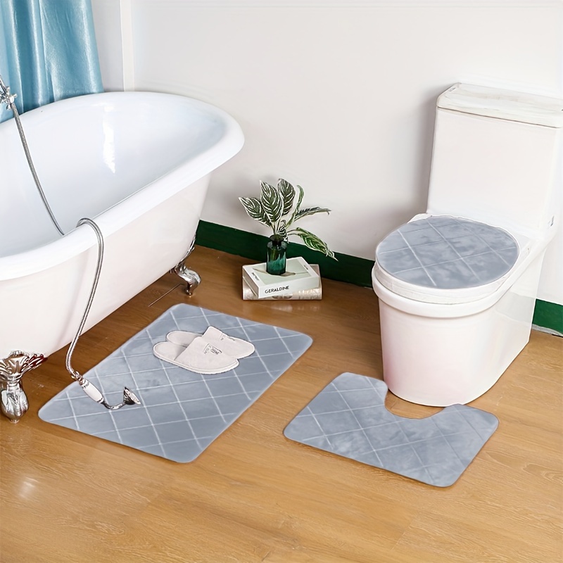 Genteele Memory Foam Toilet Bathroom Rugs, Contour Toilet Mat, Non Slip, Machine Washable, Absorbent, Super Cozy Velvet Bathroom Toilet Carpet (20