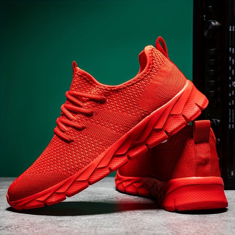 Red Lace Mesh Running Shoes for Women