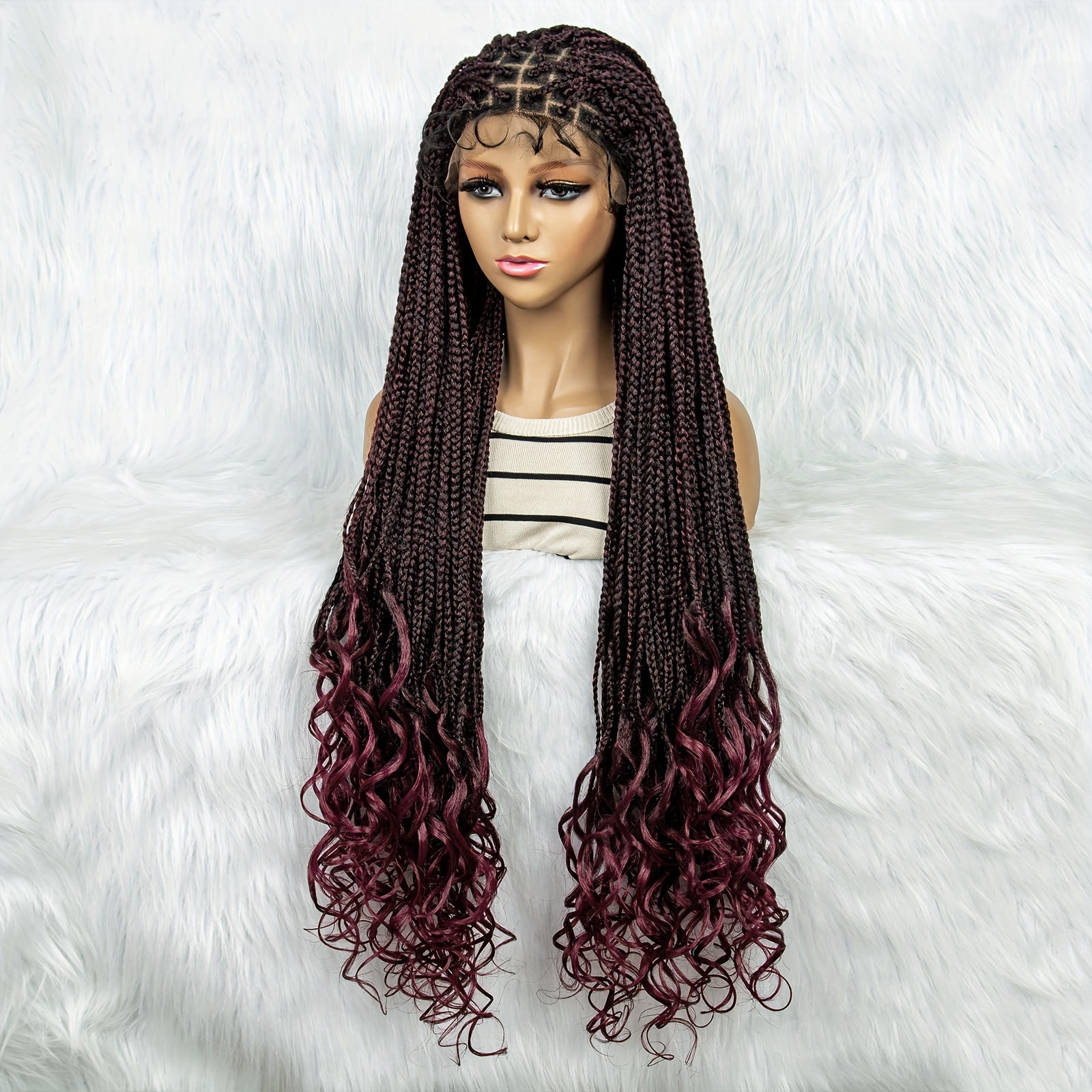 Synthetic Braided Wig Full Lace Wigs Long Box Braids Wig - Temu Canada