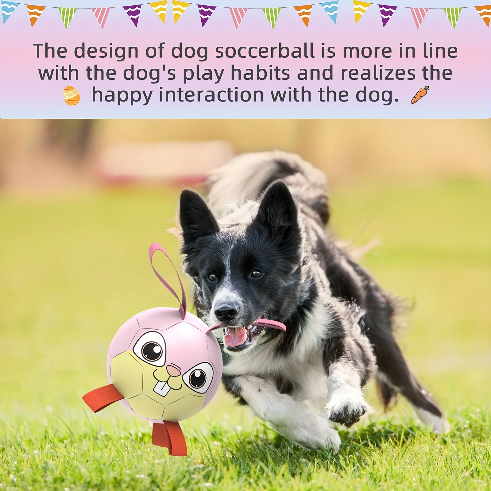 Dog Toys Soccer Ball With Nylon Strap & Hand Pump, Interactive