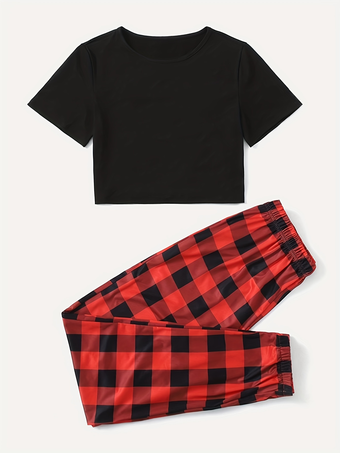H&M+ Pajama Shorts - Red/plaid - Ladies