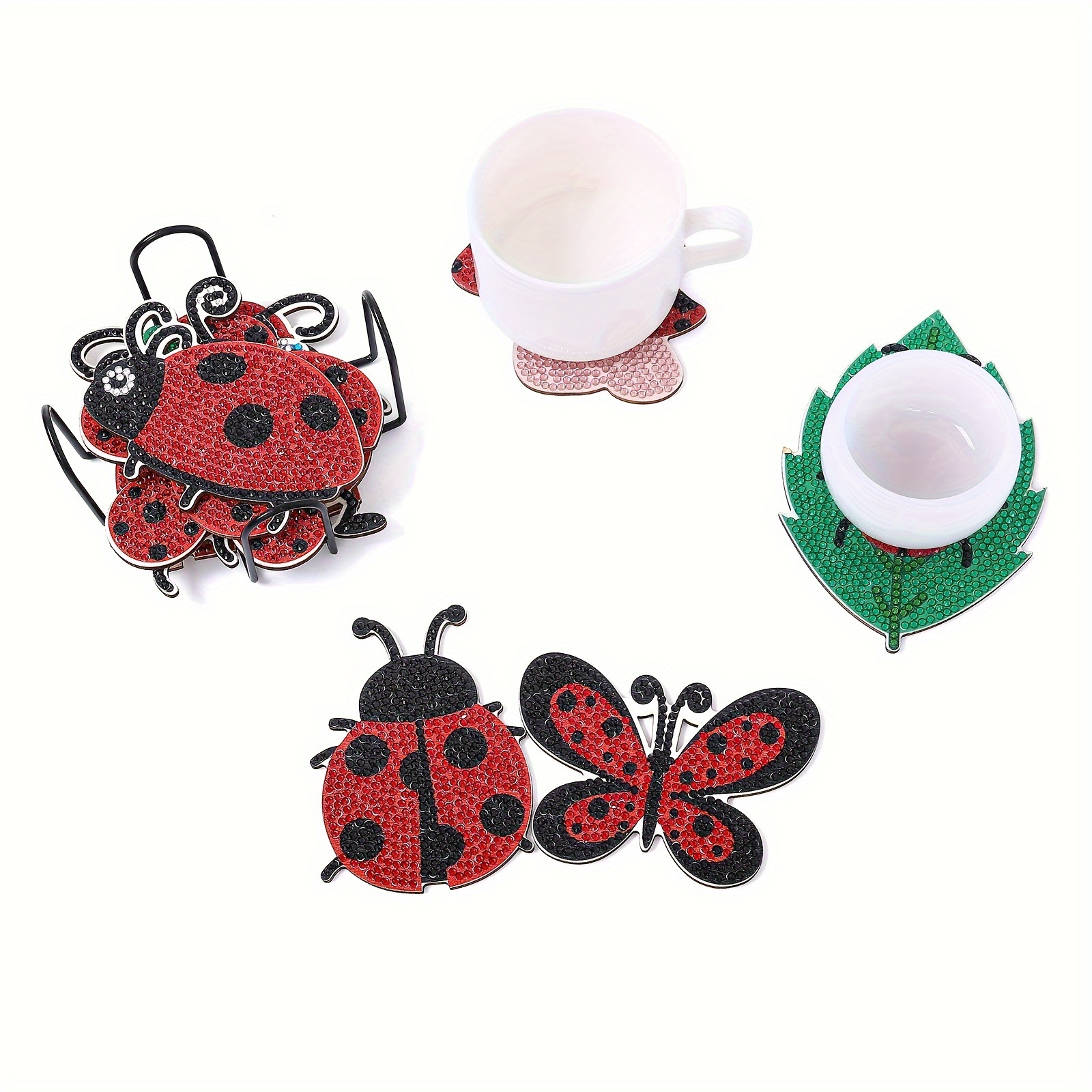 Diamond Art Coasters Red Ladybug Artificial Diamond Painting - Temu