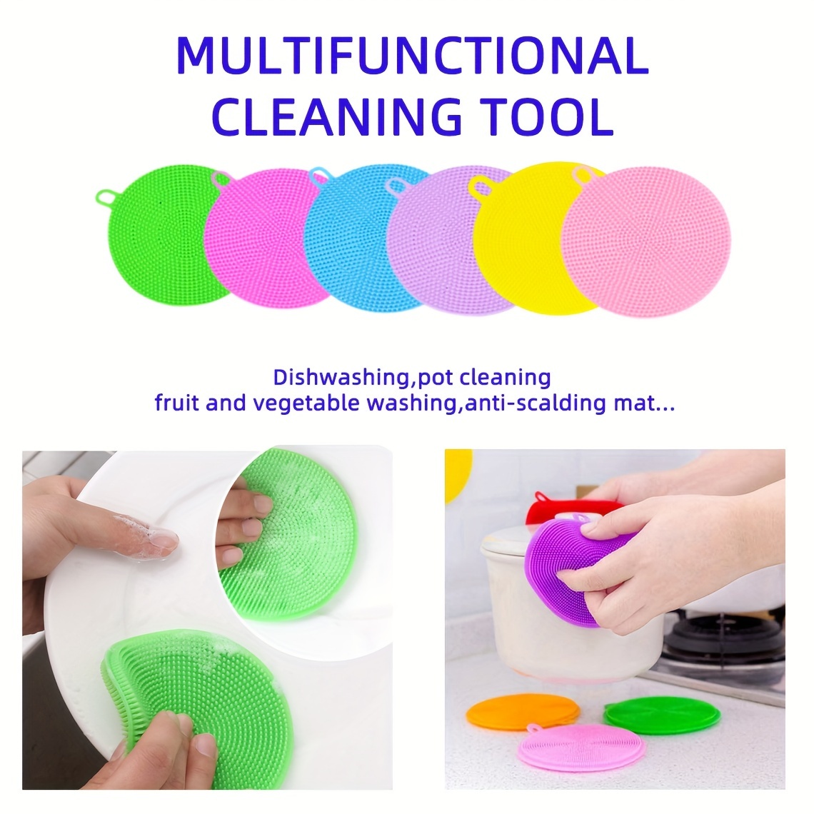 Silicone Wash Dish Brush Multipurpose Antibacterial Cleaning Kitchen Tool  Scrubber New