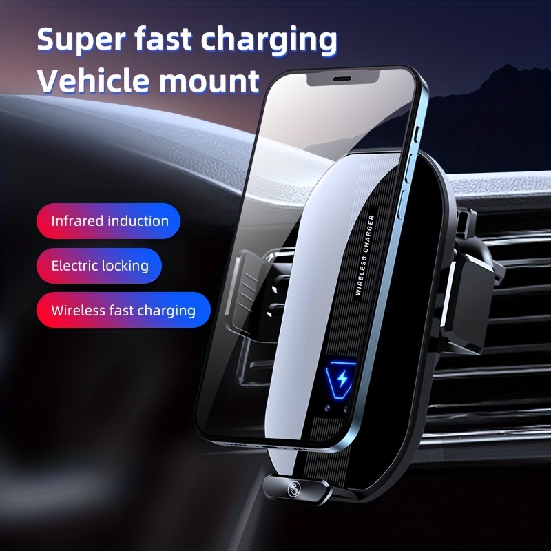 15W Rapide Qi Chargeur Induction Voiture,Chargeur Sans Fil Voiture  Automatic Support Telephone Voiture Pour iPhone
