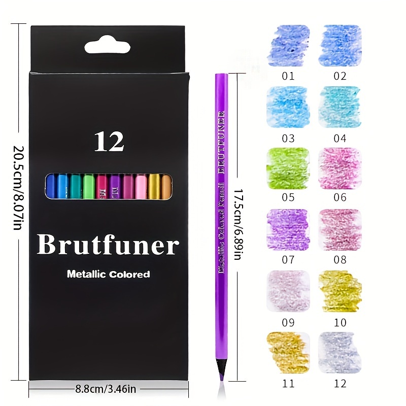 12 Color Metallic Colored Pencils Drawing Sketching Set - Temu