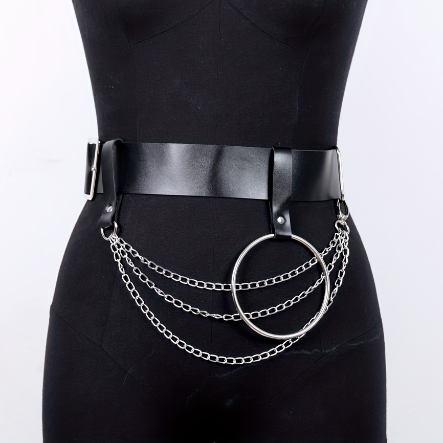 Punk Chain Fringe Waist Belt Gothic Layered Body Chain Black - Temu