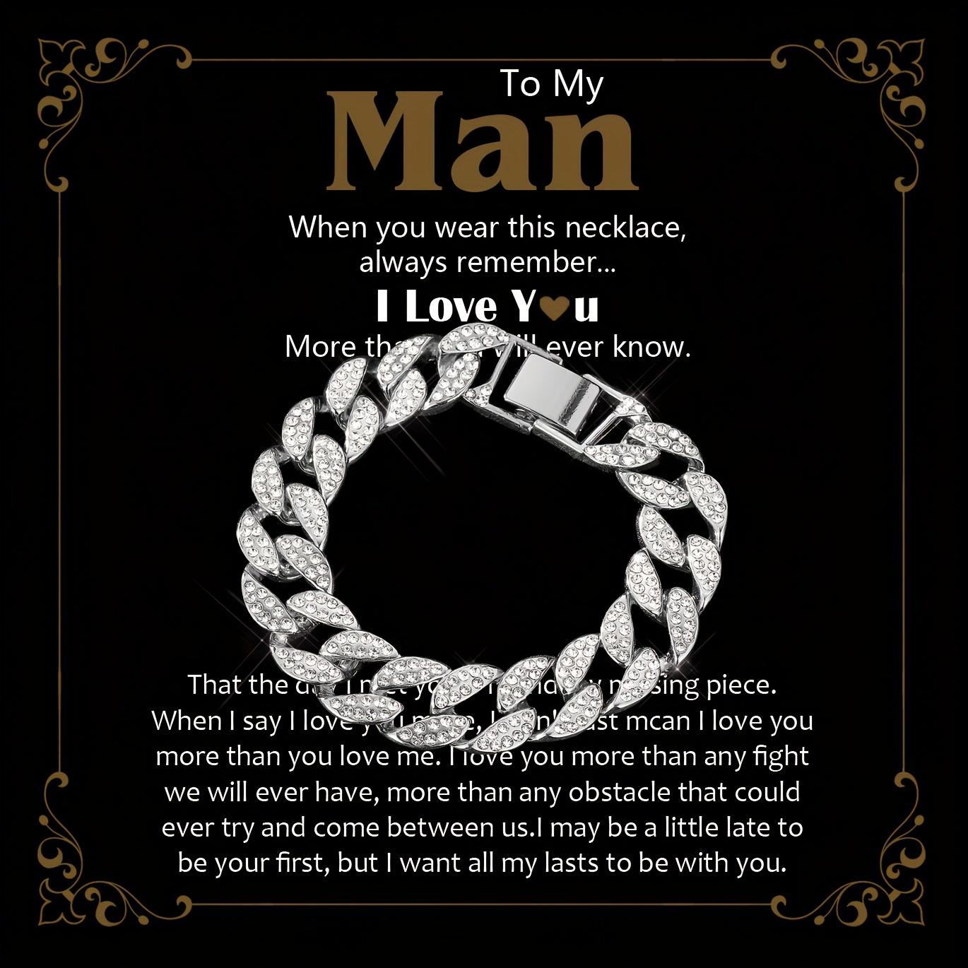Love You This Much To My Man Cuban Link Bracelet  