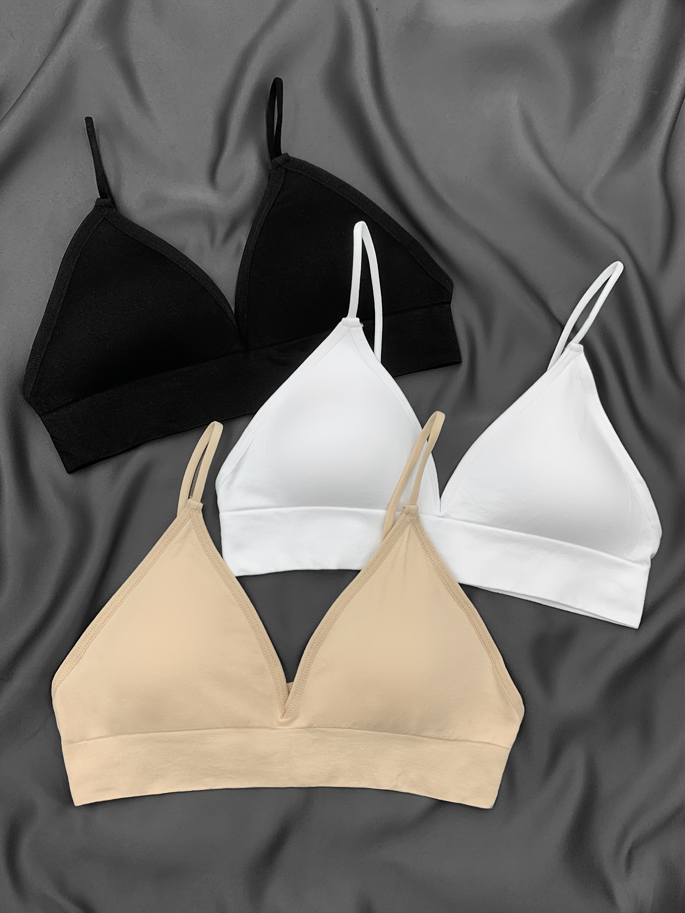 Bralette For Women Girls Teens Low Support Triangle V Neck Bra Front Button  Slim Strap Training Bra Padded Wire