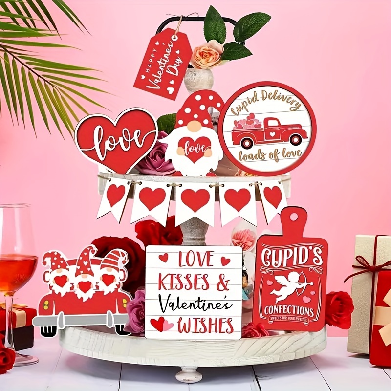 Decoración del día de San Valentín 207 piezas de decoración de bandeja  escalonada de San Valentín decoración de fiesta decoraciones del día de San  – Yaxa Costa Rica