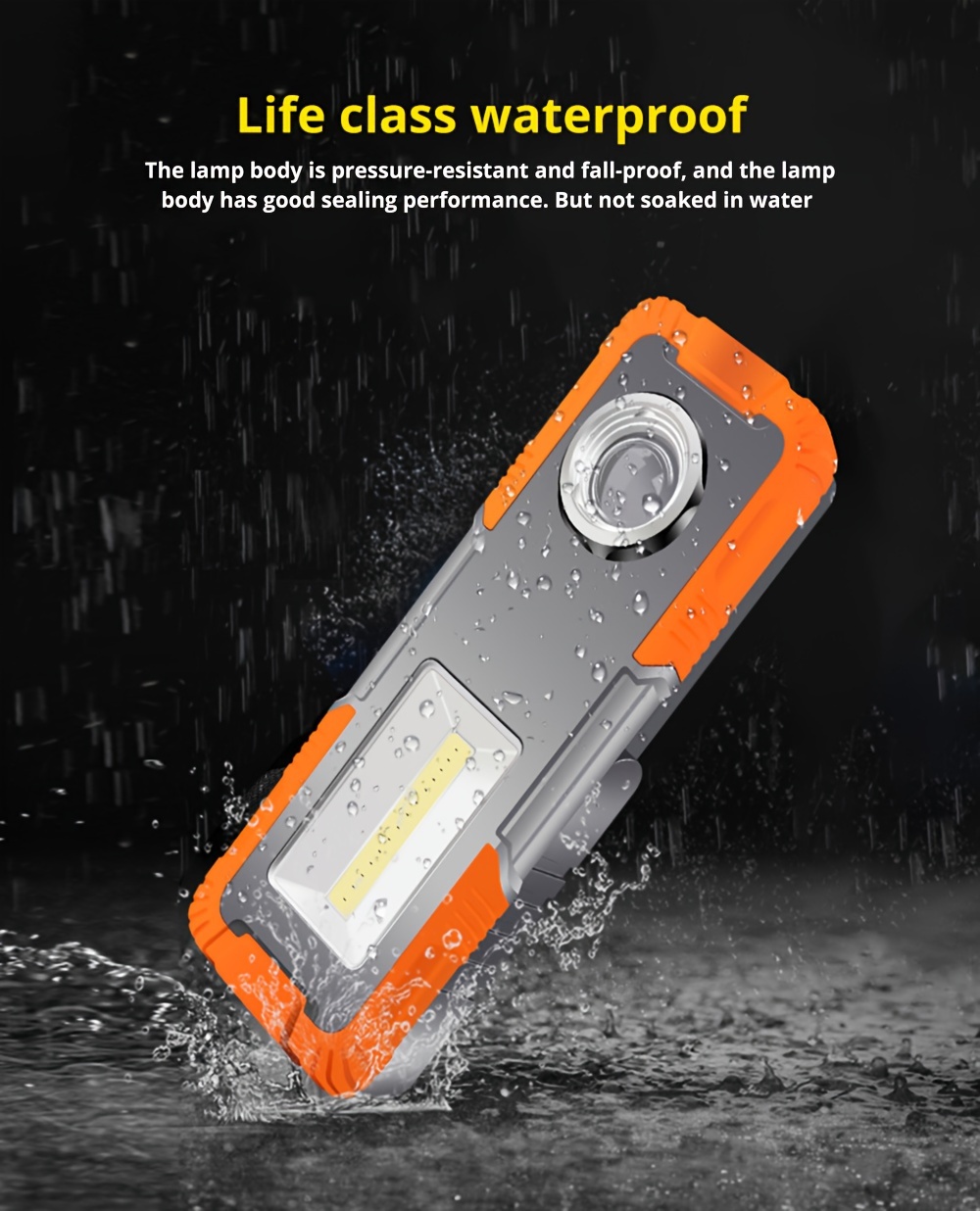1pc multifunctional cob work light usb rechargeable led flashlight portable magnet hook design waterproof outdoor lantern powerful 3 modes torch suit for camping hiking fishing hunting emergency lighting details 12