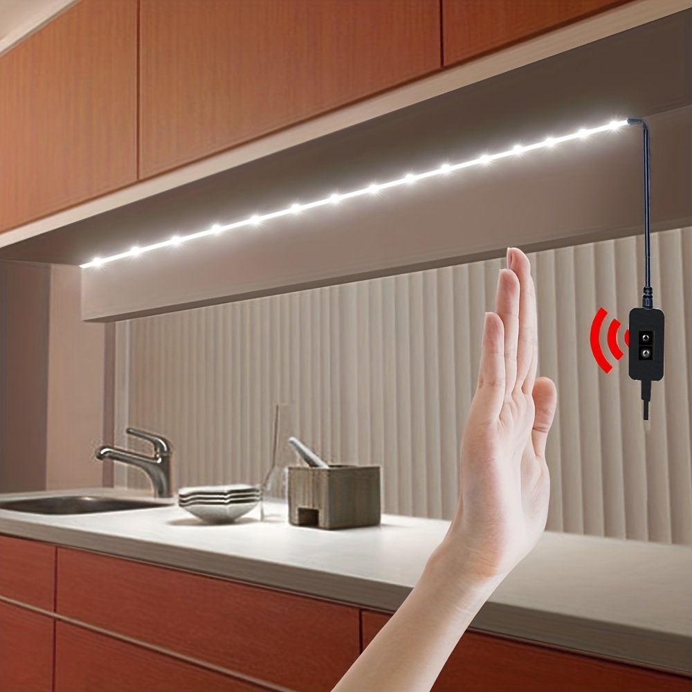 Luz LED con Sensor de movimiento para debajo del armario, 1m, 2m, 3m, 4m,  5m, 12V, luz nocturna PIR Flexible, iluminación de cama para armario de  cocina, IP65, resistente al agua 