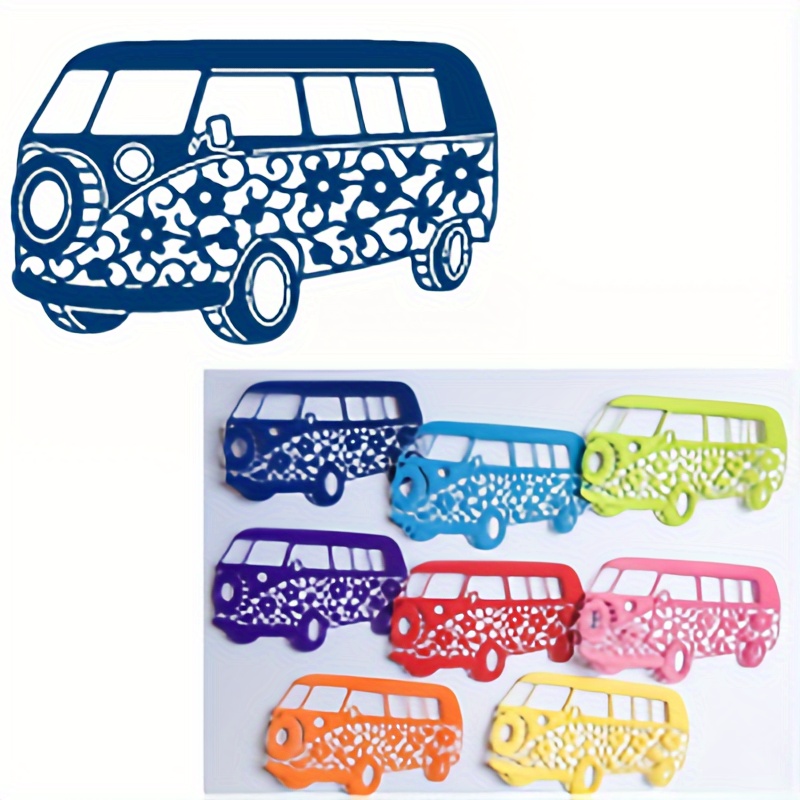 

1pc Matrice de Découpe Métallique sur le Thème du Bus pour Scrapbooking DIY, Fabrication de Cartes & Artisanat - Pochoir de Gaufrage en Acier au Argenté