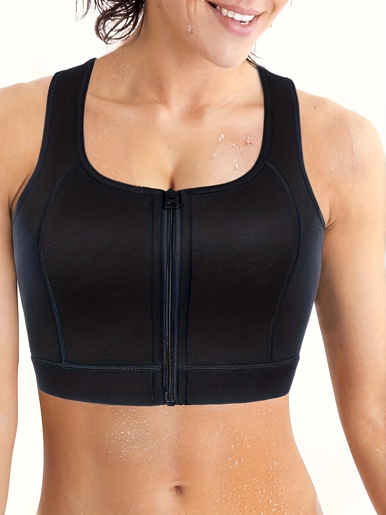 Women's High support Sports Bra: Zipper Front Closure Padded - Temu