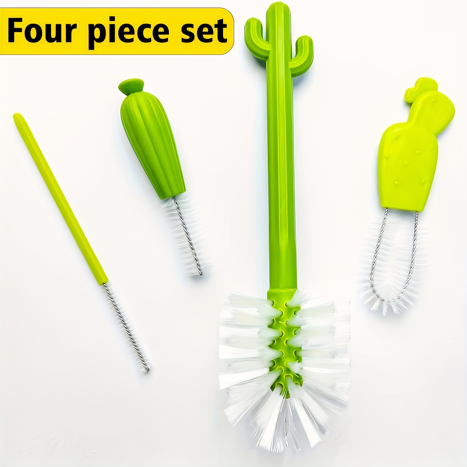 Dish Brush Set of 4 with Bottle Water Brush Dish Scrub Brush Straw