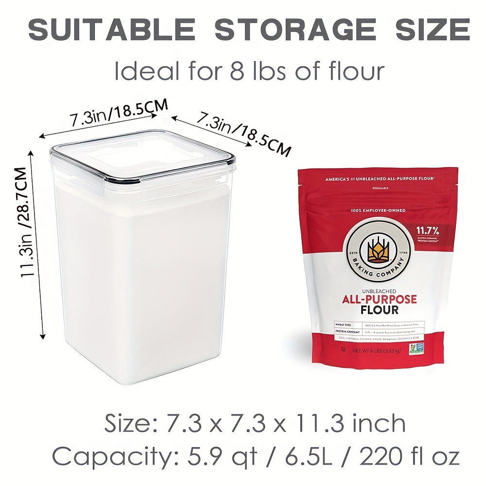  2 Pack Extra Large Airtight Food Storage Containers - 6.5L /  220 Oz BPA Free Clear Plastic Kitchen and Pantry Organization Canisters for  Flour, Sugar, Rice & Baking Supply 
