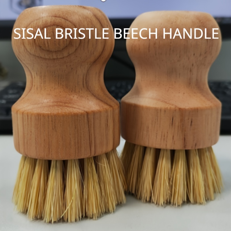 Dish Sisal Solid Wood Creative Pot Brush Long Handle Kitchen Cleaning Brush  Bamboo Kitchen Scrub Dishwashing