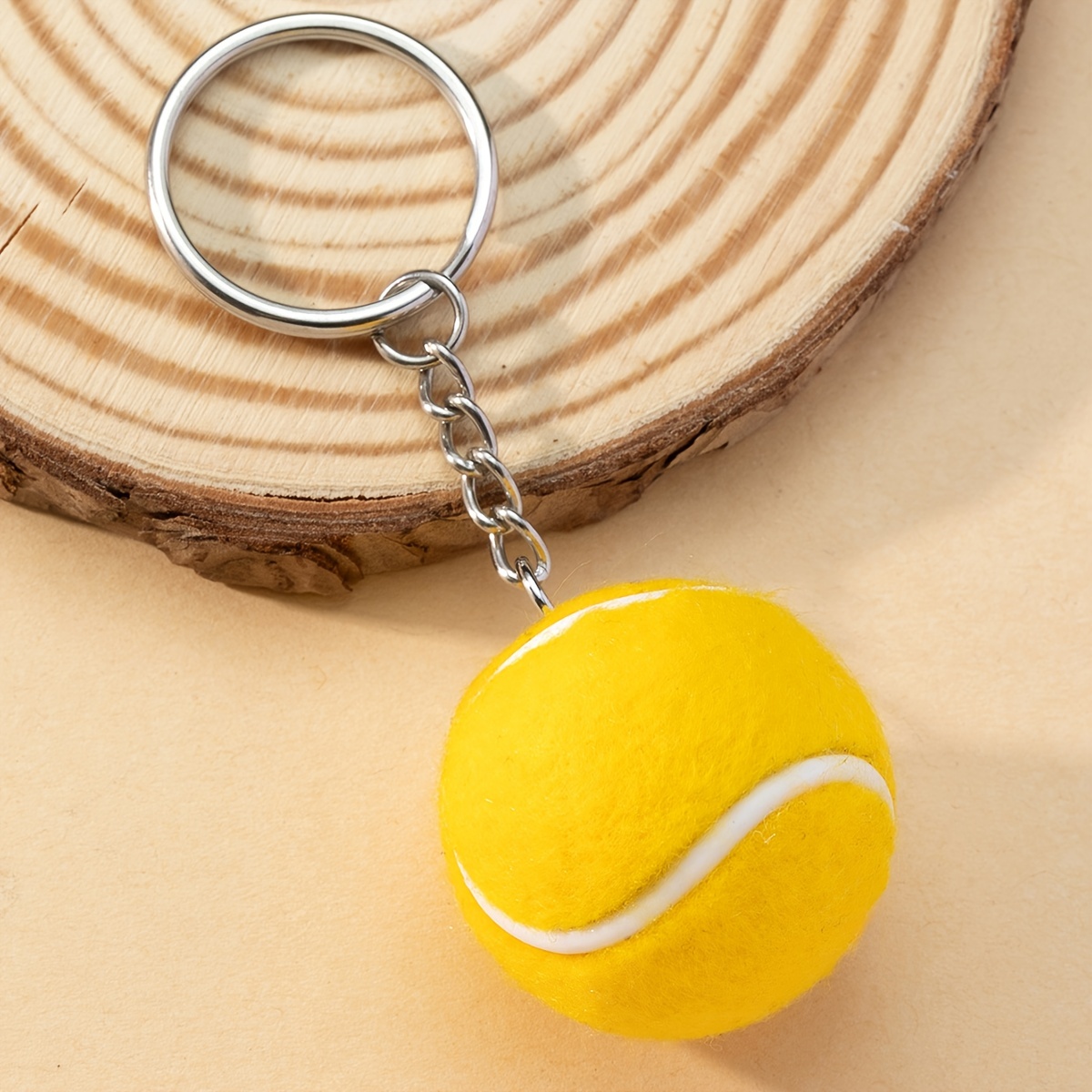 Funny Tennis Ball Mini Keychain for Women Men Racket Key Chain