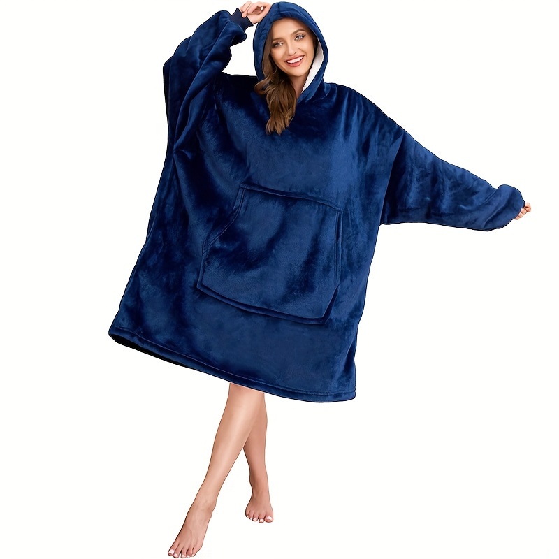 1pc, Oversized Hooded Blanket, Super Soft Wearable Blanket - Hooded Blanket, Flannel Fabric Soft And Comfortable, Cold-proof And Warm