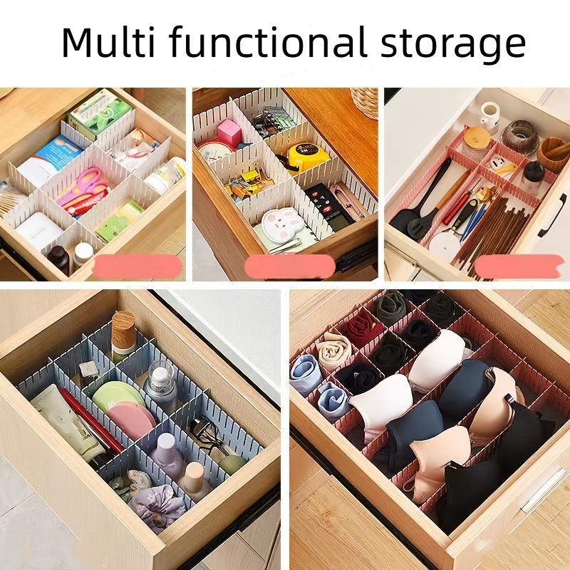 8 PCS Adjustable Drawer Dividers Organizer For Underwear Socks Belt