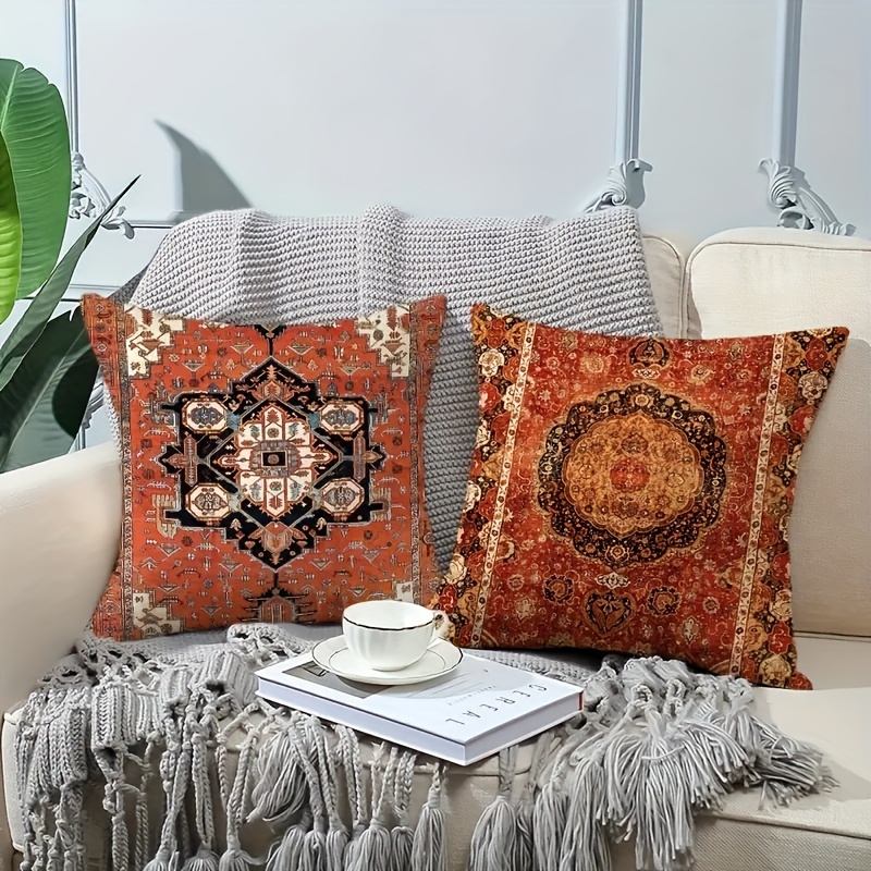 

4pcs Vintage Boho Decorative Throw Pillow Covers, Boho Ethnic Style Printing Throw Pillowcase, For Home, Room, Bedroom Decor, Without Pillow Core