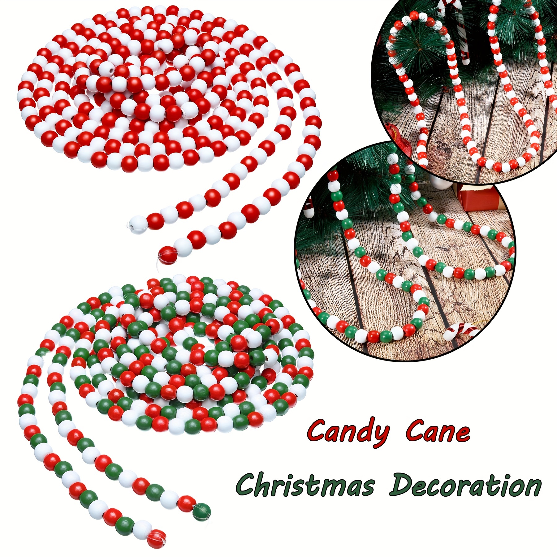  Christmas Cane Garland Multi Color Glitter Beaded Garland Candy  Tree Beads Garland Red and White Plastic Beads Garland for Fireplace  Christmas Tree Decorations (Red, Green, Gold, 40 ft) : Home 