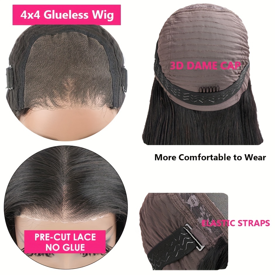 Glueless Hd Lace Front Straight Bob 6 X 4 10-14 Inch Short Human Hair Wig  180% Natural Color Lace Closure Wigs Preplucked Melted Hairline Silky Wear  & Go Beginner Friendly