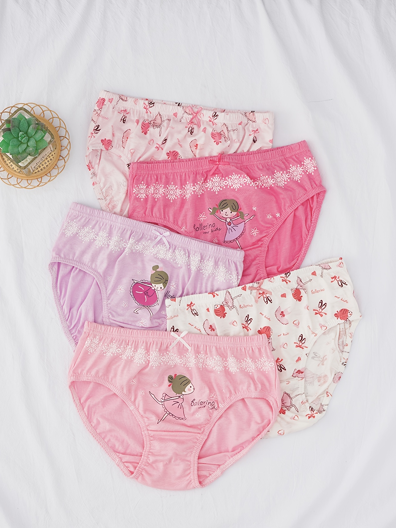 LAURA ASHLEY 5-Pair Cotton Spandex Briefs Underwear Panties Girls