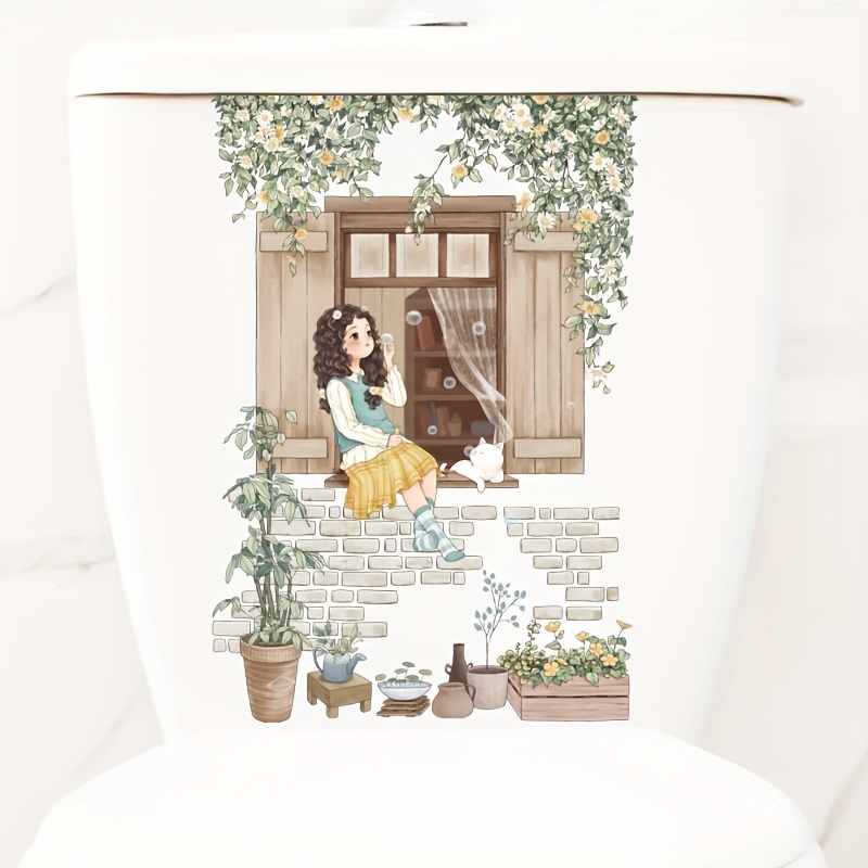 Home Decor Wall Sticker Toilet Sticker Bathroom Toilet Lid Sticker