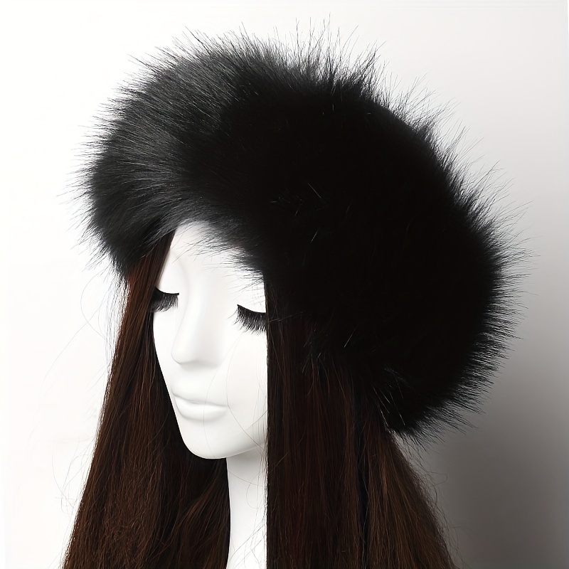 TEMU 1pcs Solid Fur Headband Fluffy Band Hat Accessories