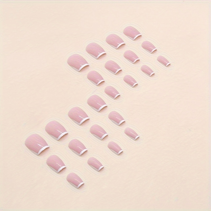 24pcs nude press on nails white french tip fake nails ballerina short false nail tips contracted stick on nails glossy glue on nails artificial finger manicure for women and girls 1sheet jelly glue and 1pc nail file included details 3