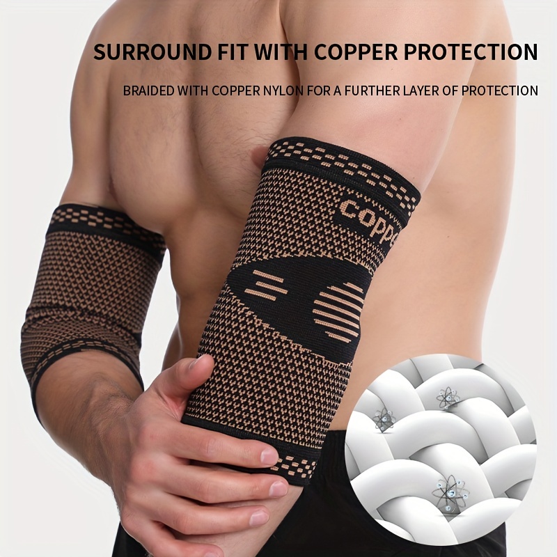 Copper Compression Elbow Sleeve - Copper Infused Orthopedic Brace for  Tennis & Golfer Elbow, Tendonitis, Arthritis, Bursitis, Sore Joints &  Muscles 