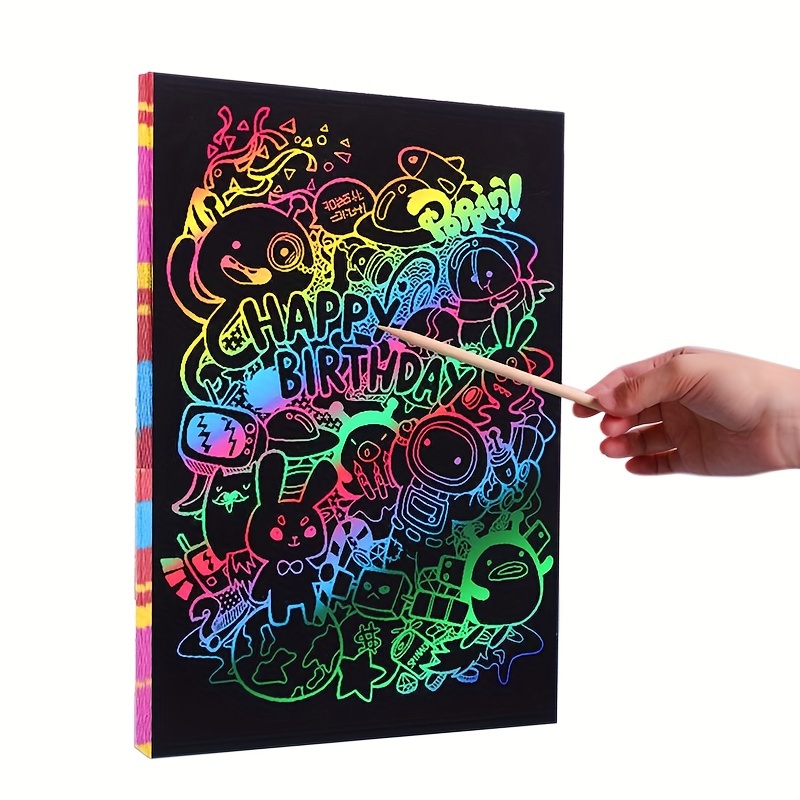 2pcs Rainbow Magic Scratch Art Paper Diy Creative Drawing Scratch