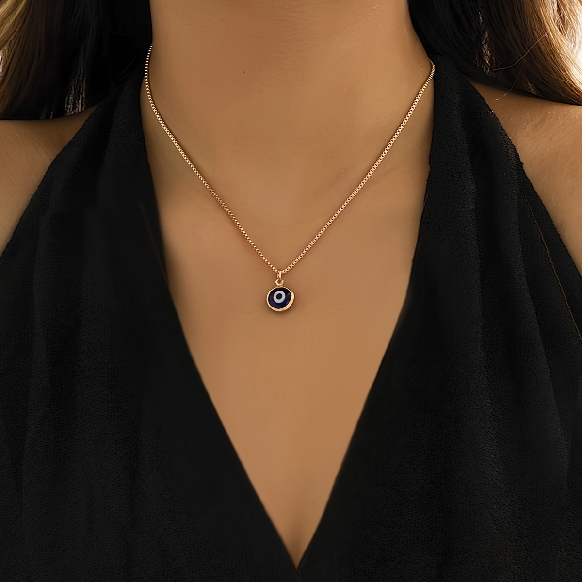 

Devil's Eye Shape Pendant Necklace 1 Pc Minimalist Alloy Neck Chain Jewelry Lucky Protection Jewelry Gift