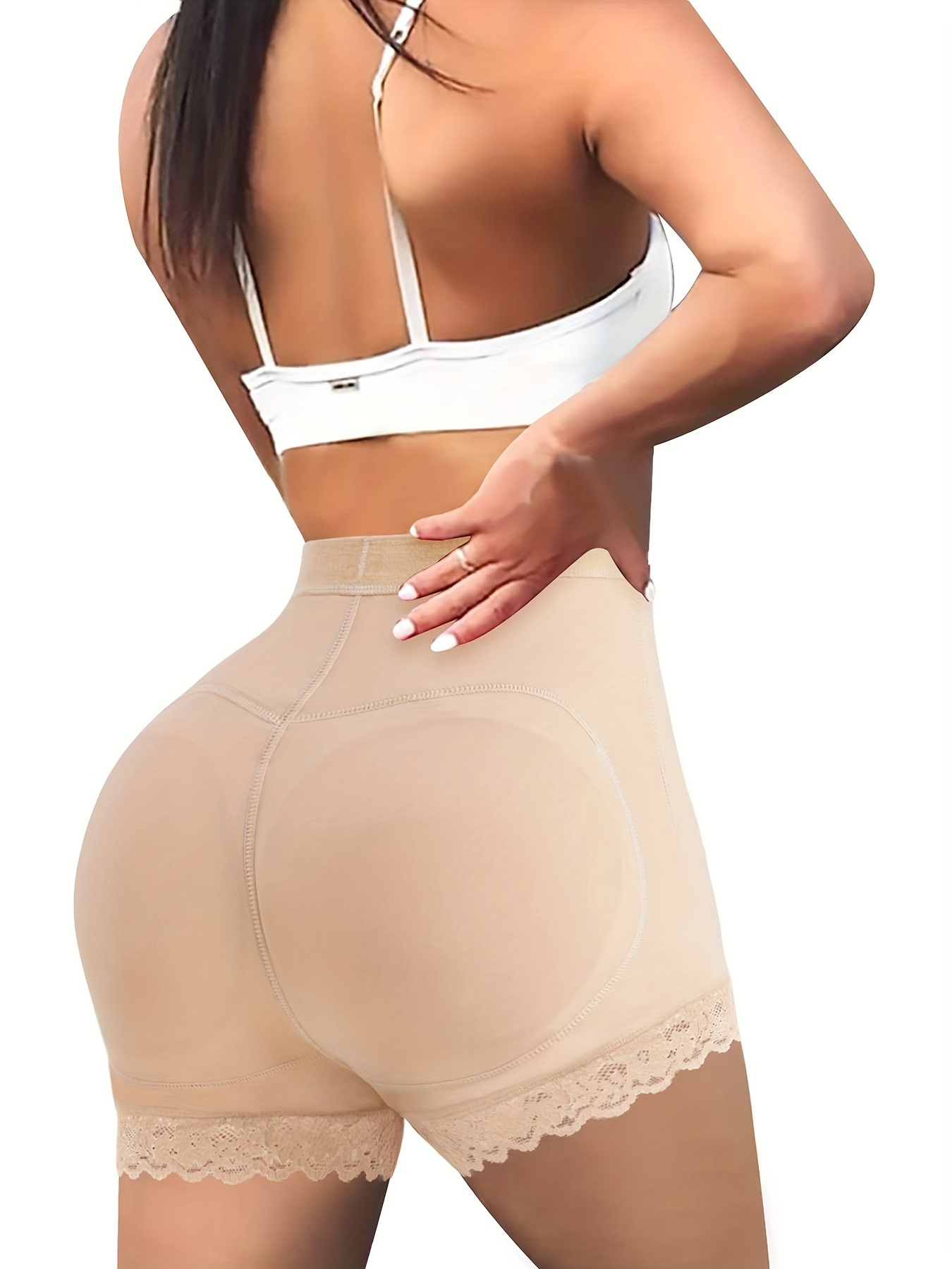 Lace Decor Sports Briefs Solid Color Butt Lifting Panties - Temu