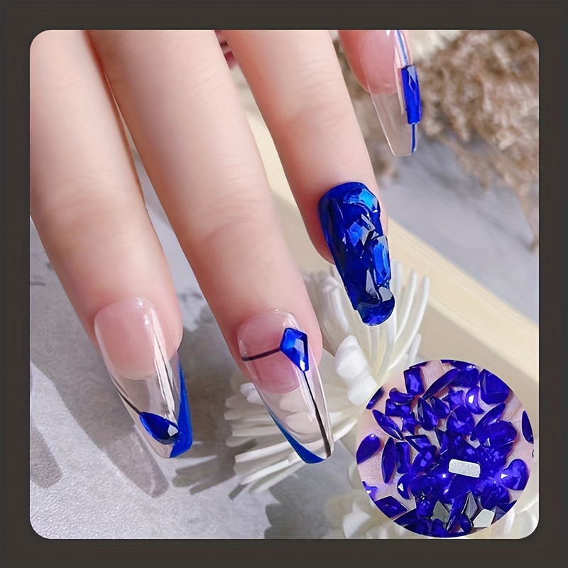 Blue Nail Art Rhinestones, Glass Crystal Gems Nail Jewelry 3d Flatback  Multi Shapes Nail Rhinestone For Nail Art Decoration - Temu United Arab  Emirates