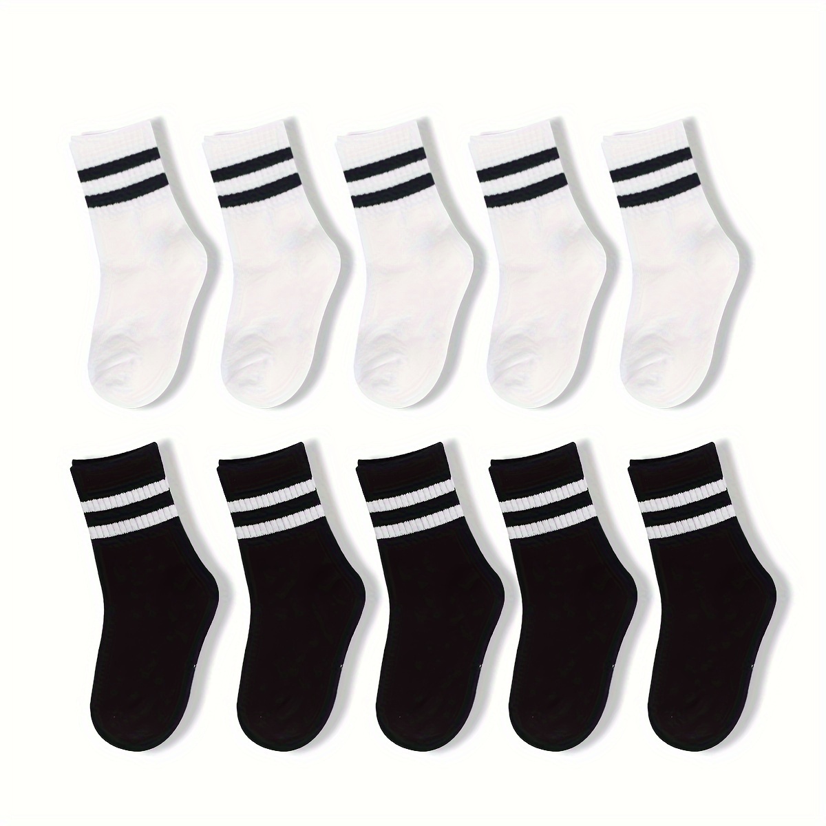 10 Pares Calcetines Deportivos Blancos Negros Colores Mixtos - Temu