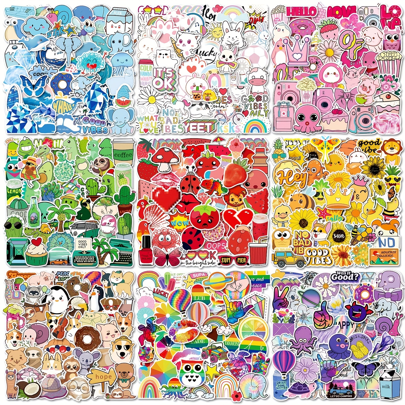 200 Stickers for Kids, Water Bottle Stickers, Vinyl Waterproof Scrapbook  Cute Bulk Stickers Pack for Laptop Skateboard Computer Guitar, Mixed  Colorful