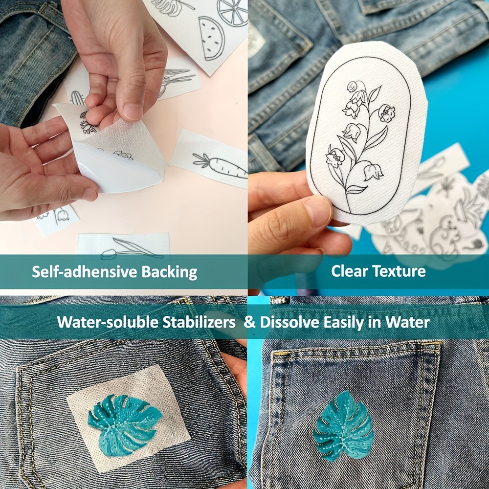  Water Soluble Embroidery Patterns 50pcs Embroidery Stick And  Stitch Patterns Transfers Water Soluble Stabilizer For Embroidery Stick And  Stitch Embroidery Designs