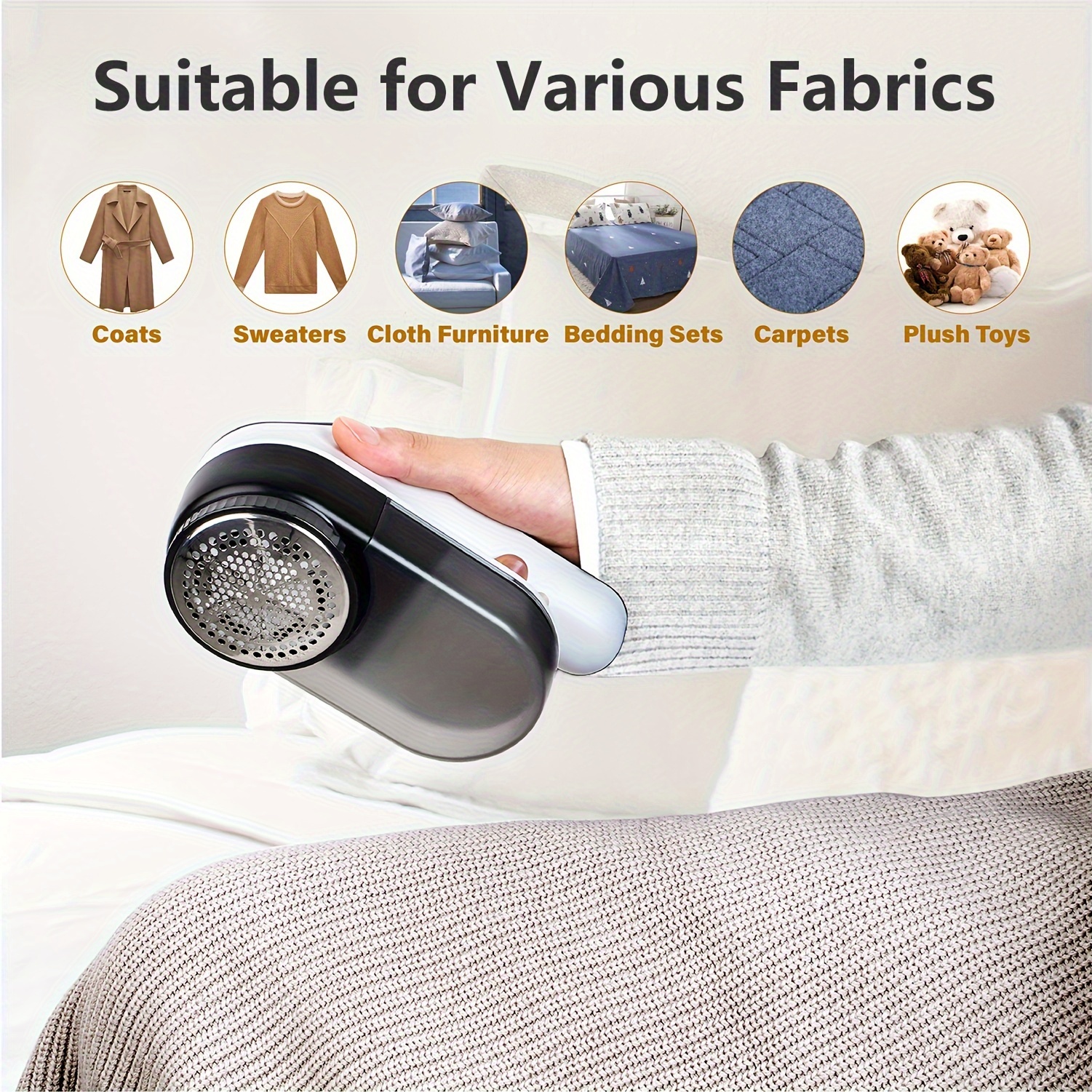 Cordless Electric Fabric Shaver, Lint Remover Shaver for Clothes, USB  Rechargeable Sweater Shaver Defuzzer with 2 Spare Blades